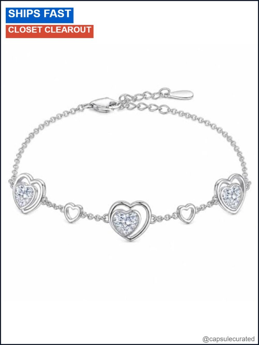 Heart Ocean Anchor Bracelet Women White Gold Plated Adjustable Summer Beach